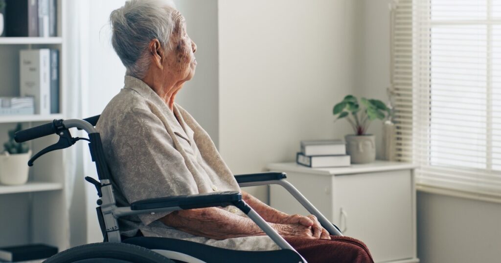 elderly nursing home resident in wheelchair